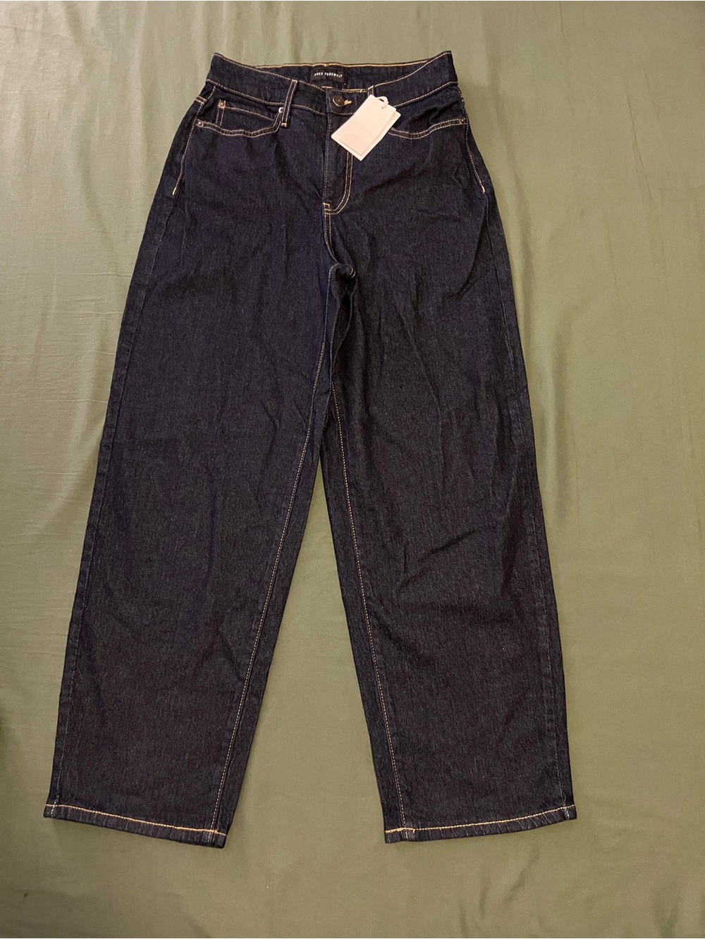 High-Rise Women's Dark Blue Denim Barrel Jeans Size 0